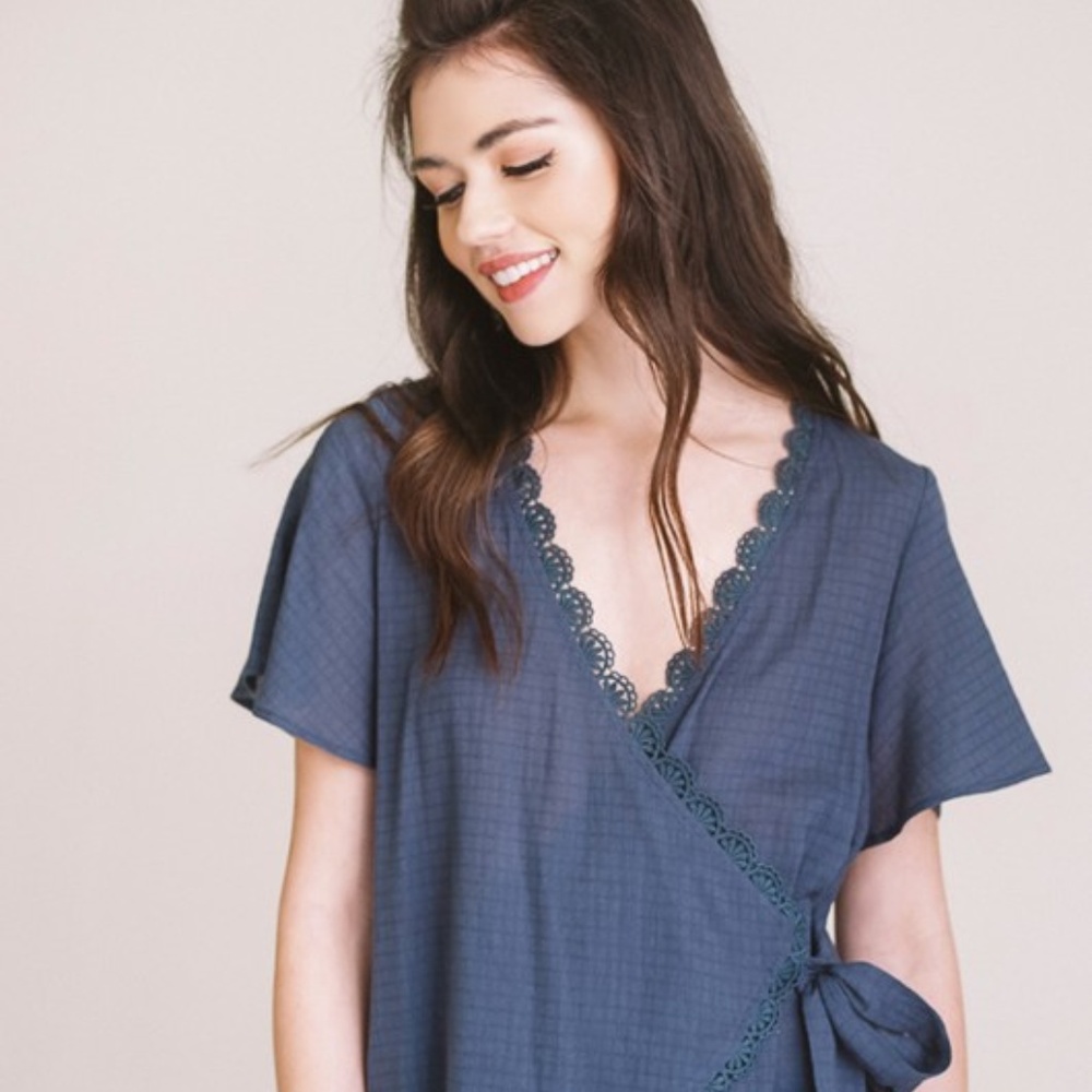 Blue Wrap Top